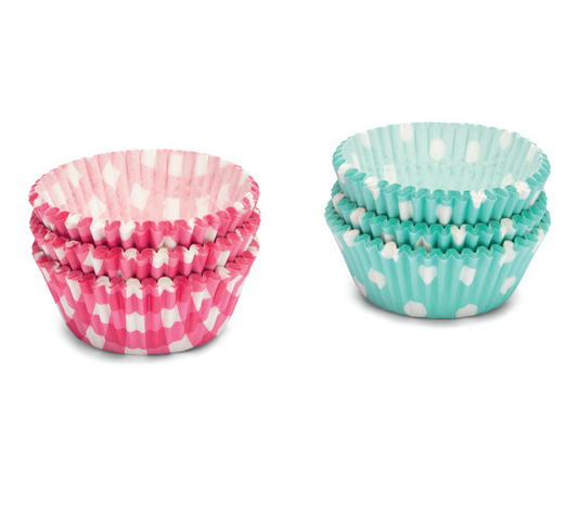 Set 200 hartii de copt pentru briose, 5 cm, roz si turcoaz - PATISSE