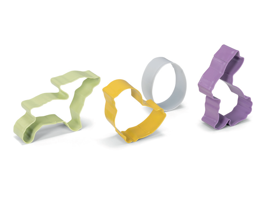 Set 4 forme pentru aluat, motive pascale, inox - PATISSE