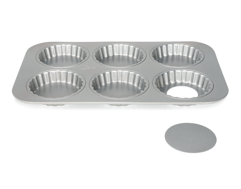 Forma pentru 6 mini-quiche, otel, 10 cm, colectia SilverTop - PATISSE