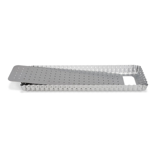 Forma dreptunghiulara perforata pentru tarta, baza detasabila, otel, 35x11 cm, colectia SilverTop - PATISSE