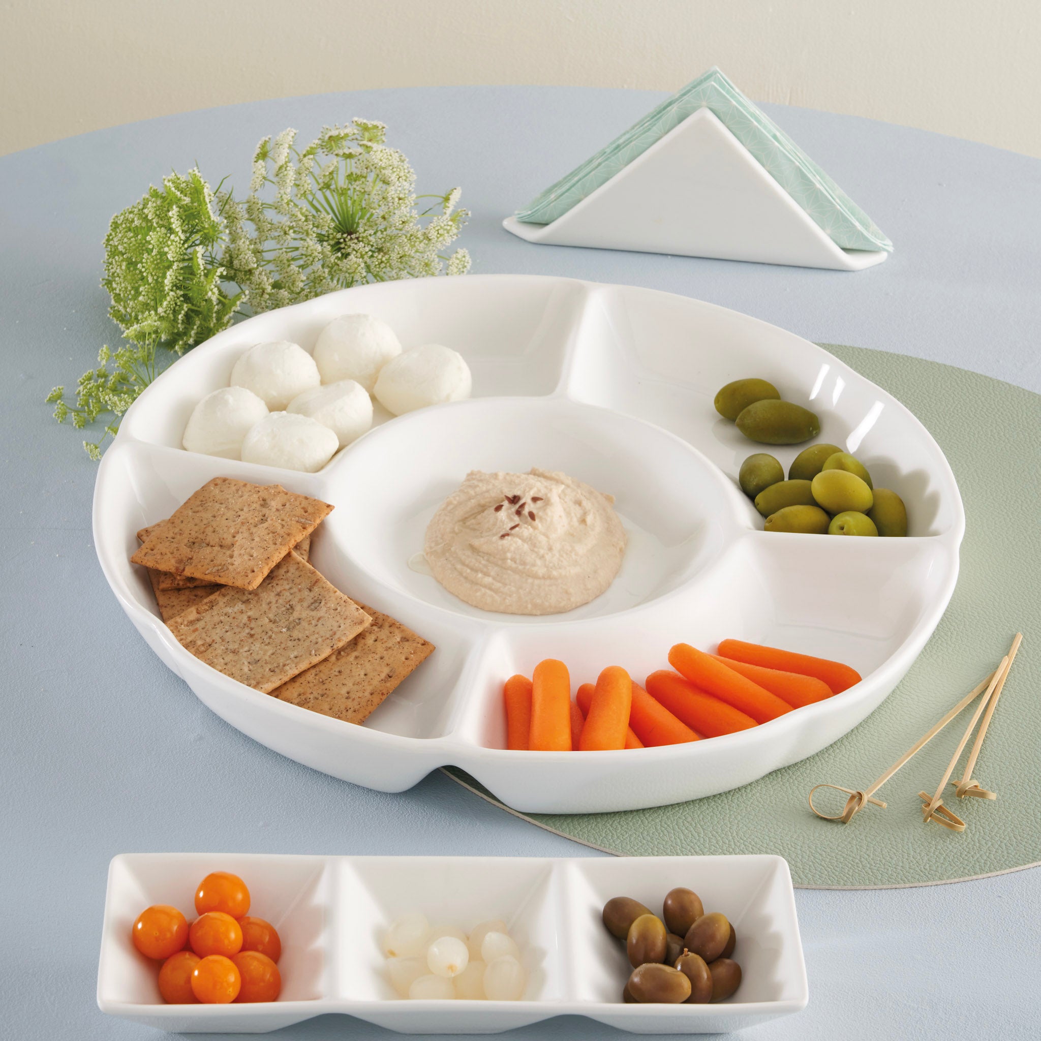 Platou rotund 5 sectiuni, 25.5 cm, Convivio - LA PORCELLANA BIANCA