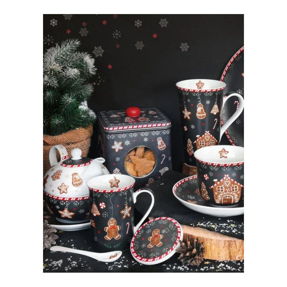 Set 2 cesti si farfurii pentru espresso, 75 ml, Gingerbread - SIMONA'S COOKSHOP - Image 1
