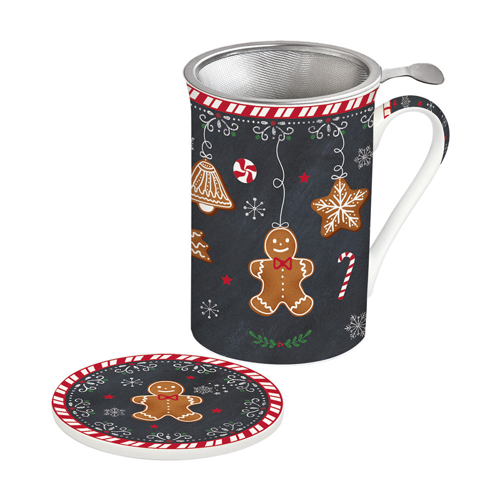 Cana din portelan cu capac si infuzor, 300 ml, Gingerbread - COOKSHOP SPECIALS