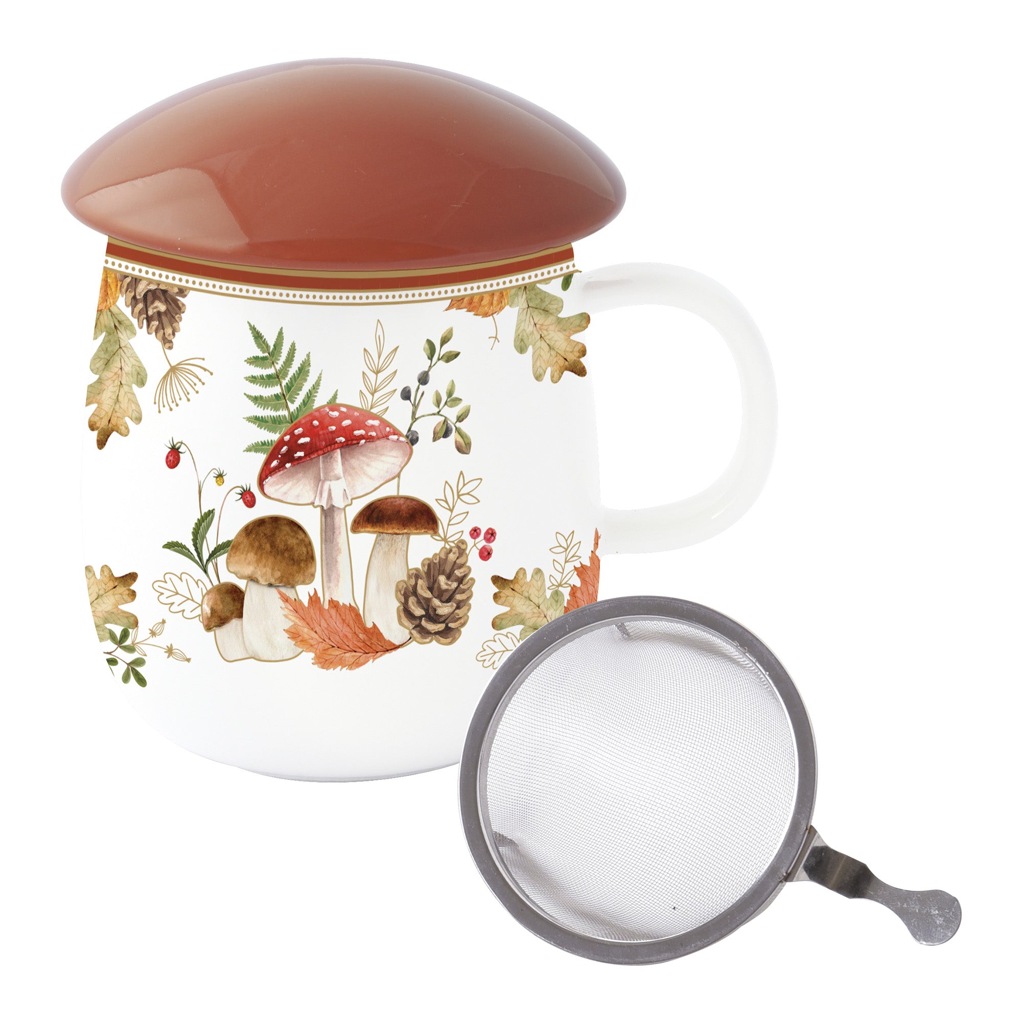 Cana din portelan cu capac si infuzor, 450 ml, Forest Breeze - COOKSHOP SPECIALS