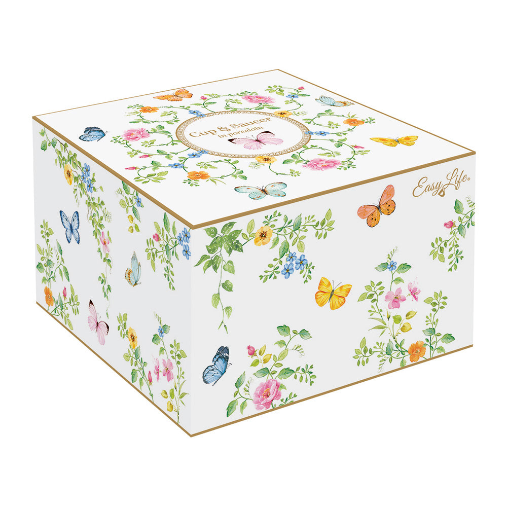 Ceasca pentru ceai si farfurie, 240 ml, Dancing Butterflies - COOKSHOP SPECIALS