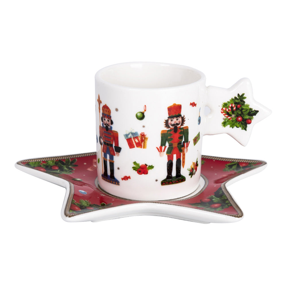 Ceasca pentru espresso si farfurie, 70 ml, Red Nutcracker - COOKSHOP SPECIALS