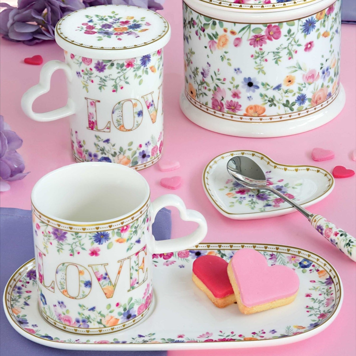 Set cana, farfurioara si recipient ceai, Mon Amour - COOKSHOP SPECIALS