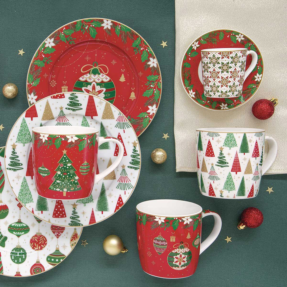 Set cafetiera si 2 cesti de cafea cu farfurii, 100 ml, Jingle Bells - SIMONA'S COOKSHOP - Image 1