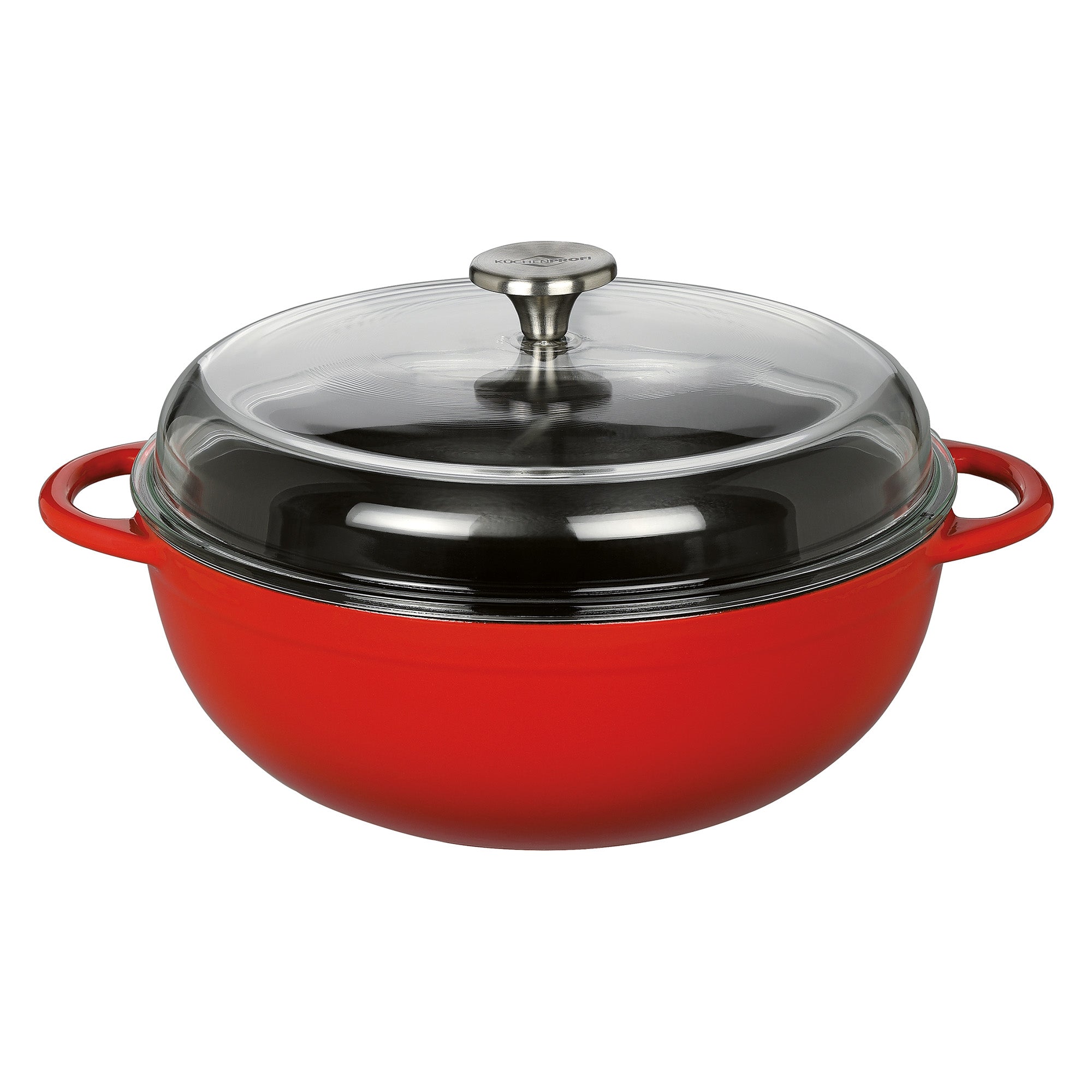 Cratita din fonta, cu capac din sticla, rosu, 28 cm, Provence - KUCHENPROFI