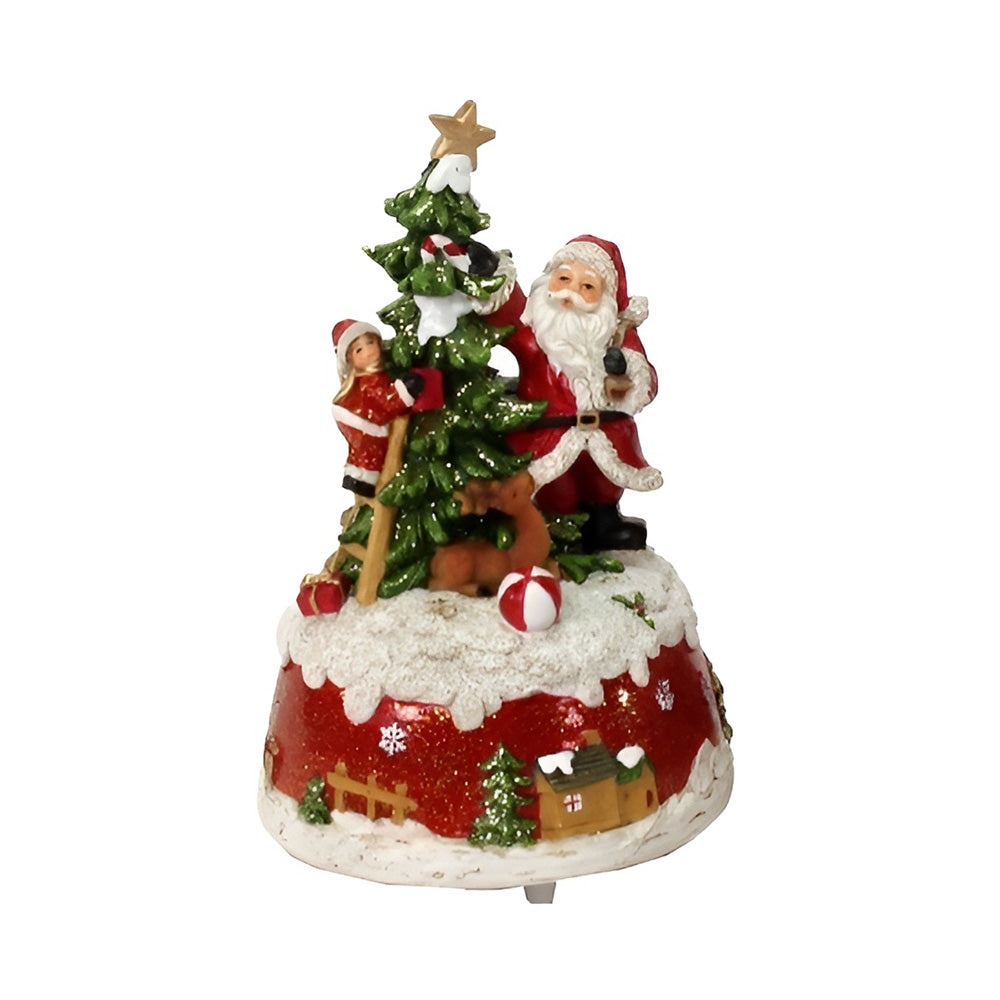 Cutie muzicala Mos cu brad, rosu, 16 cm - COOKSHOP SPECIALS