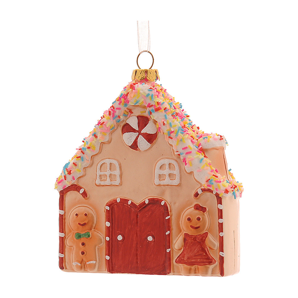 Ornament pentru brad, Casuta Gingerbread, maro/rosu, 9 cm - COOKSHOP SPECIALS