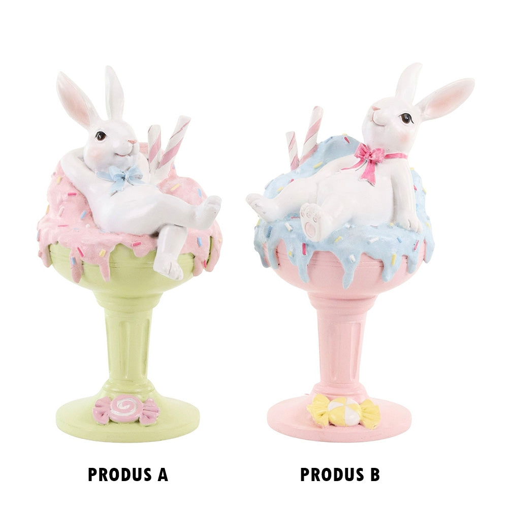 Decoratiune iepure Binky pe inghetata, verde/roz, 21 cm - COOKSHOP SPECIALS