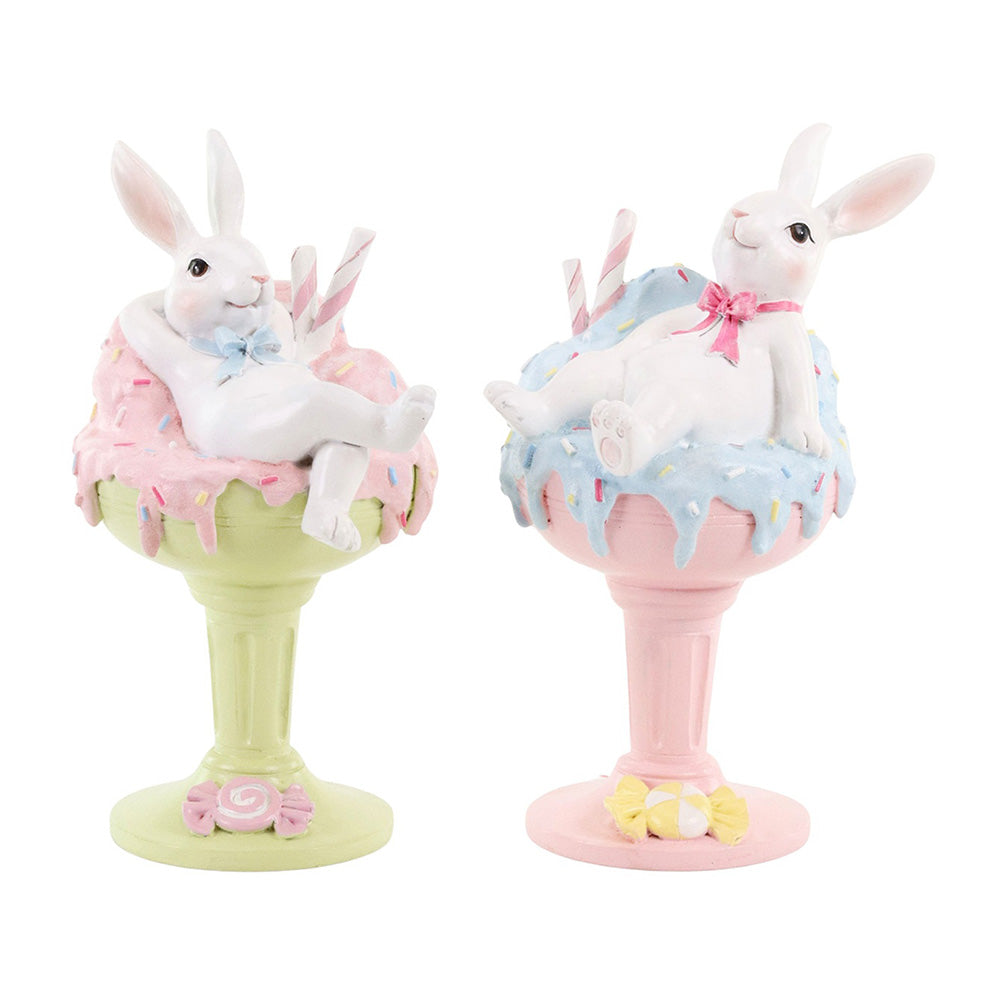 Decoratiune iepure Binky pe inghetata, verde/roz, 21 cm - COOKSHOP SPECIALS