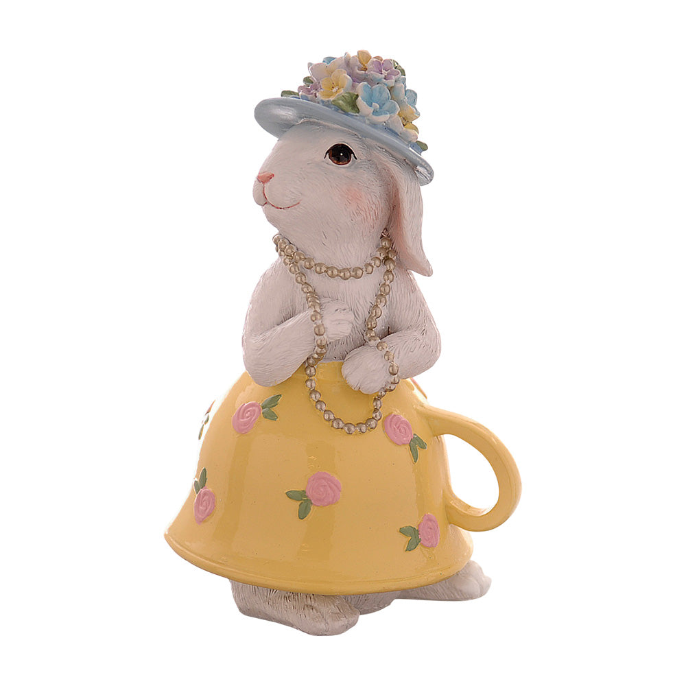 Decoratiune Iepure in rochie ceasca, galben, 17 cm - COOKSHOP SPECIALS