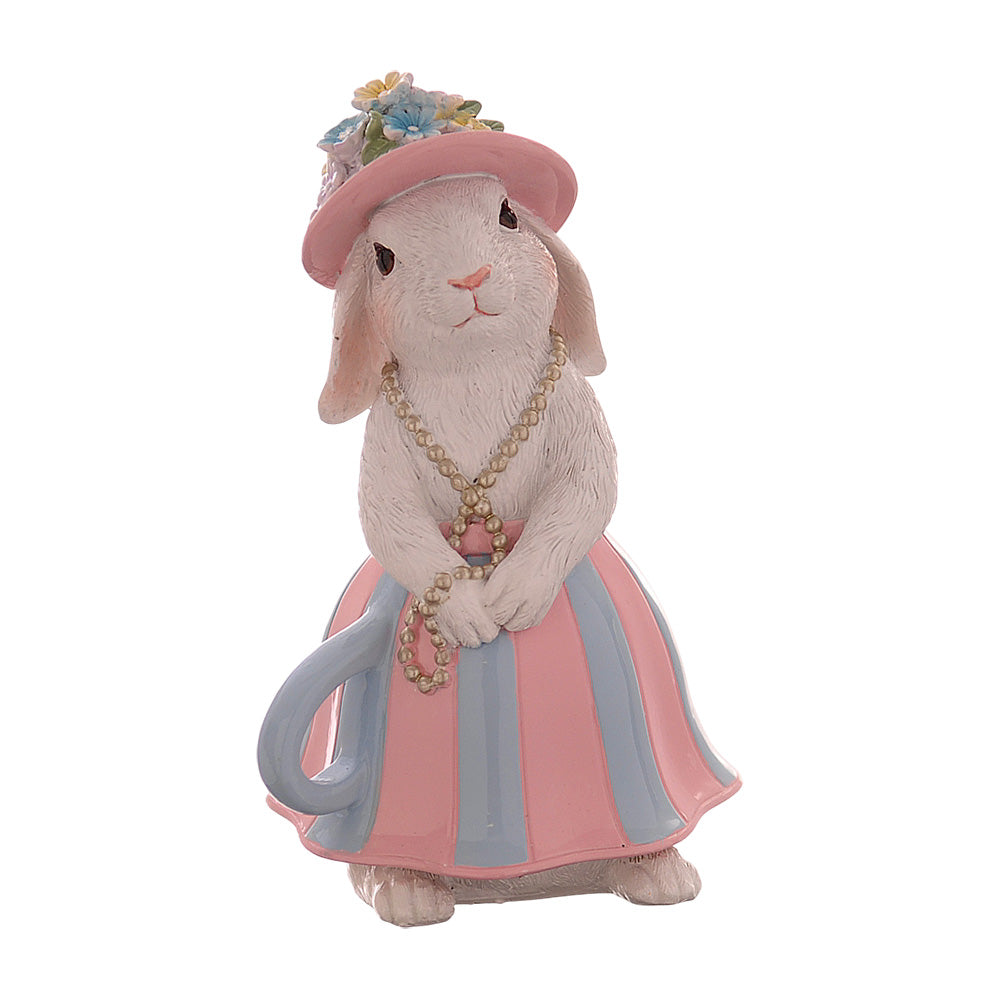 Decoratiune Iepure in rochie ceasca, roz, 17 cm - COOKSHOP SPECIALS