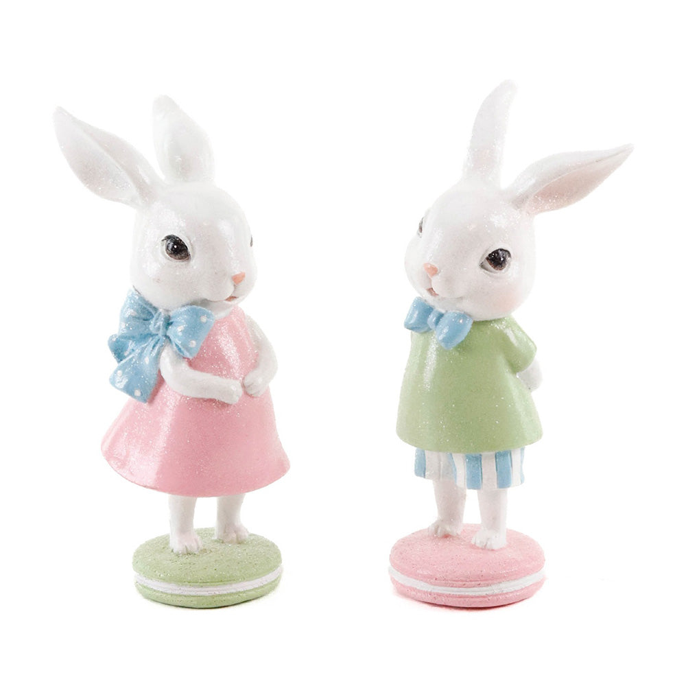 Decoratiune iepure Pip pe macaron, roz/verde, 15 cm - COOKSHOP SPECIALS