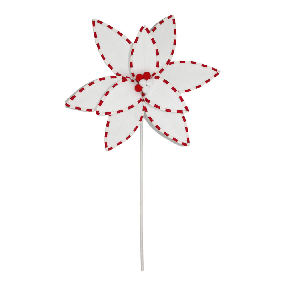Floare decorativa Craciunita, alb/rosu, 50 cm - COOKSHOP SPECIALS