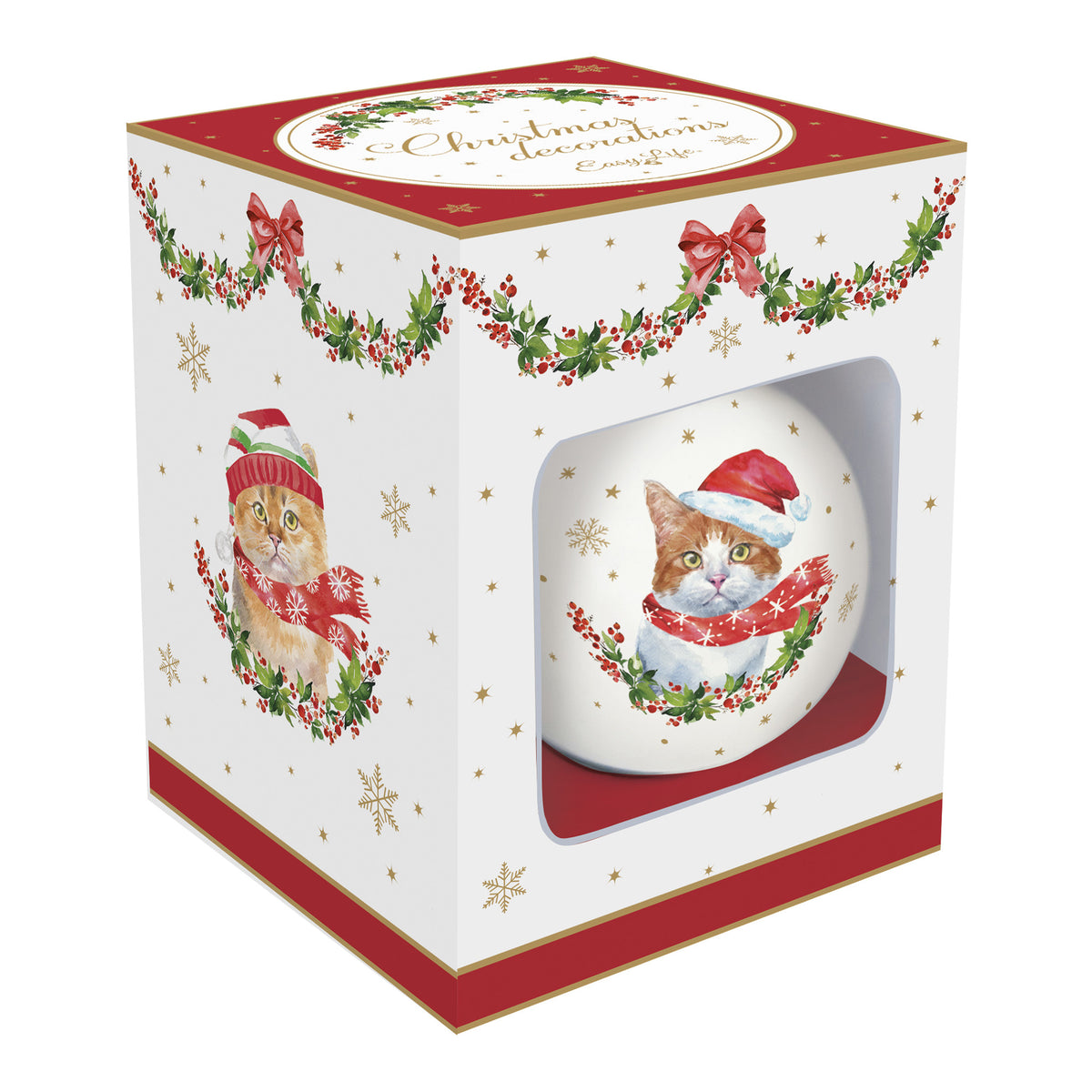 Glob decorativ din portelan, 7 cm, Christmas Cats - COOKSHOP SPECIALS