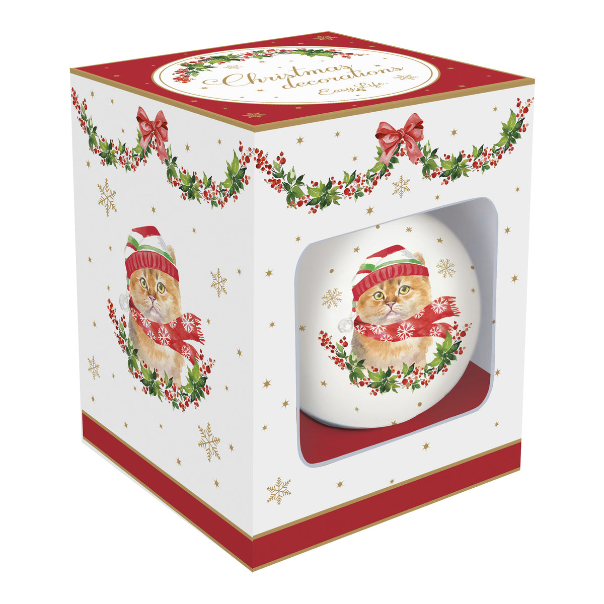 Glob decorativ din portelan, 7 cm, Christmas Cats - COOKSHOP SPECIALS