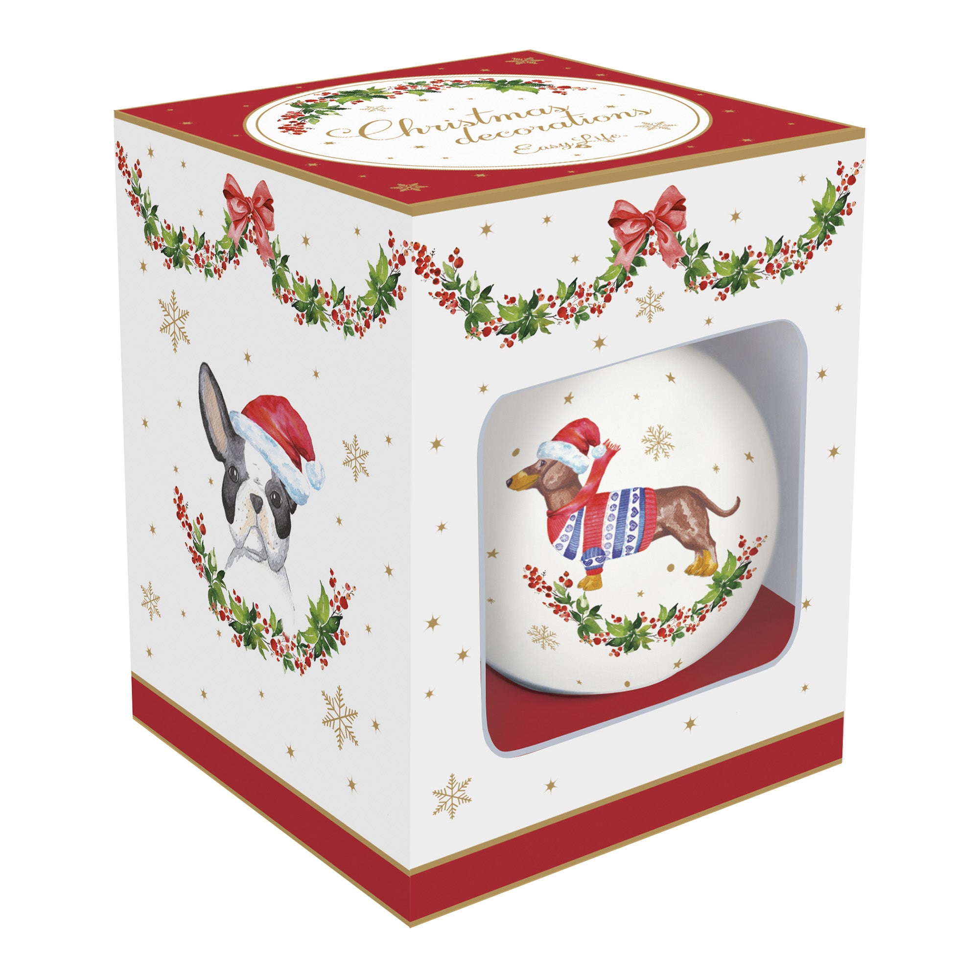 Glob decorativ din portelan, 7 cm, Christmas Dogs - COOKSHOP SPECIALS