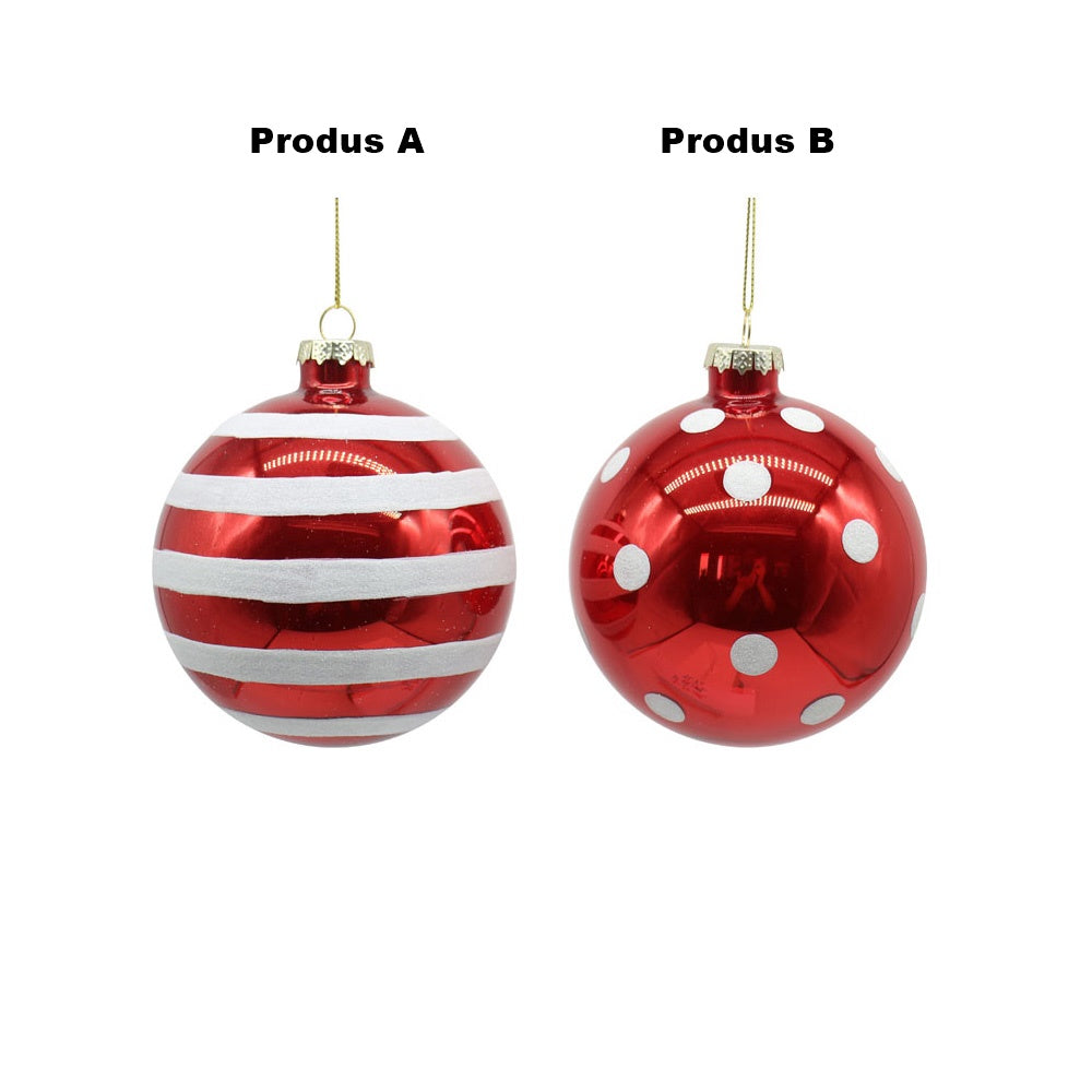 Glob decorativ, Dungi/Buline, rosu/alb, 10 cm - SIMONA'S COOKSHOP - Image 1