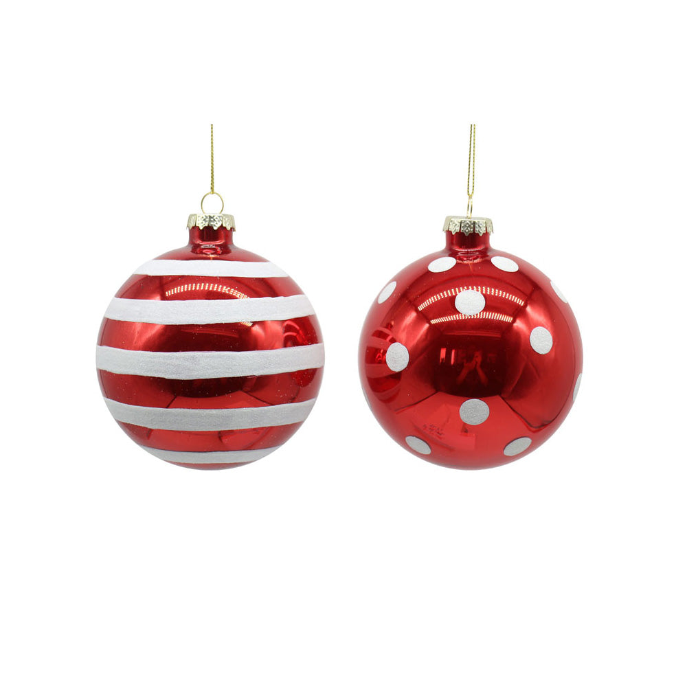 Glob decorativ, Dungi/Buline, rosu/alb, 10 cm - COOKSHOP SPECIALS