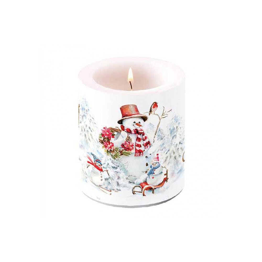 Lumanare decorativa, 9 cm, Sporty Snowmen - AMBIENTE