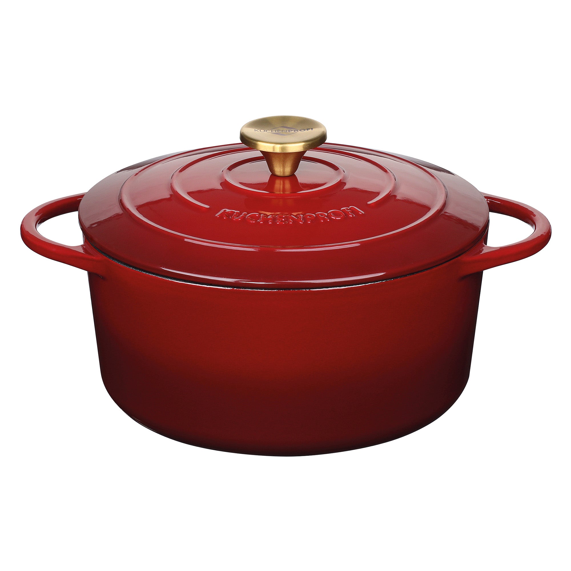 Oala din fonta, cu capac, bordo, 24 cm, Provence - KUCHENPROFI