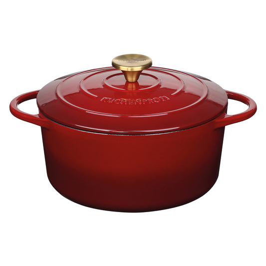 Oala din fonta, cu capac, bordo, 24 cm, Provence - KUCHENPROFI