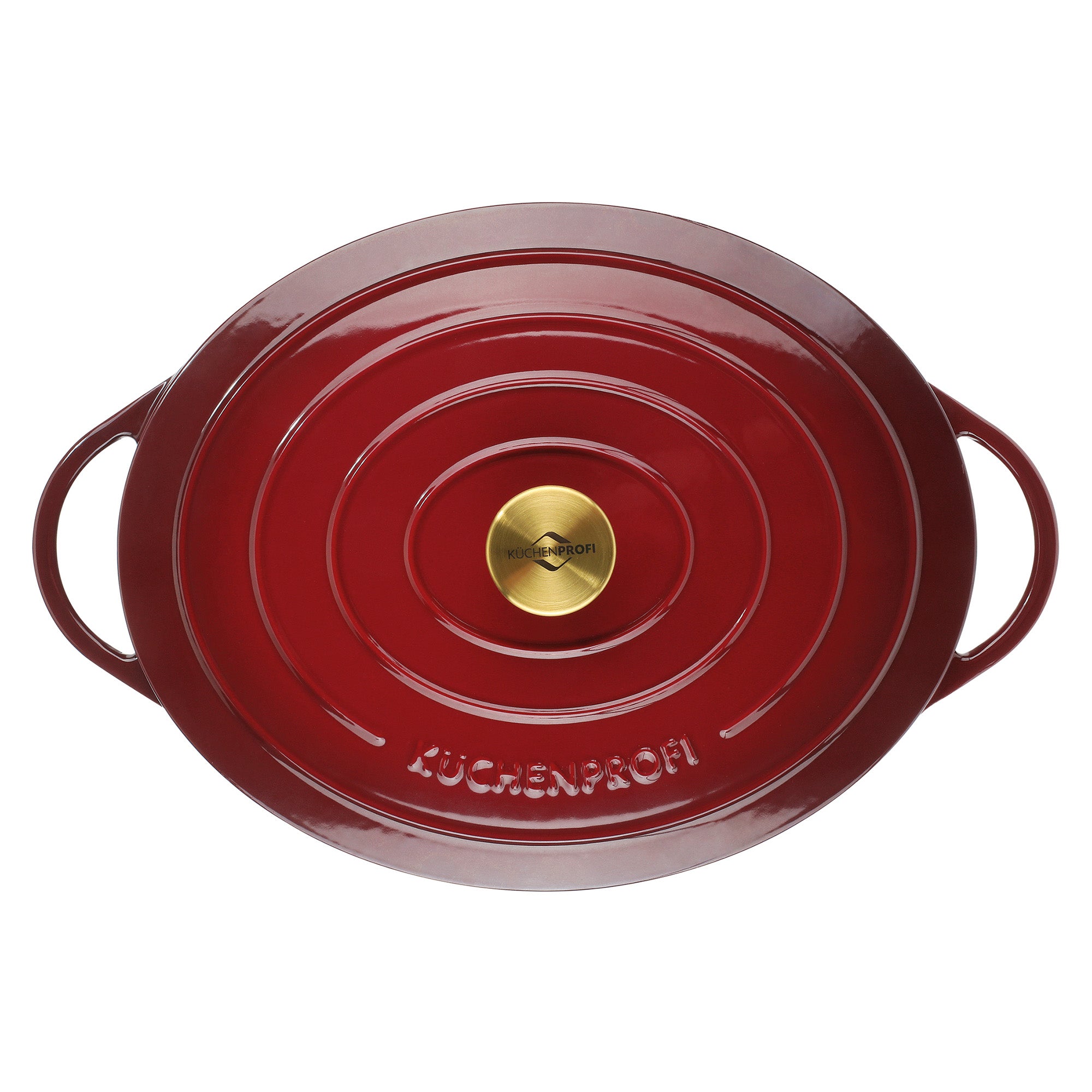 Oala ovala din fonta, cu capac, bordo, 35 cm, Provence - KUCHENPROFI
