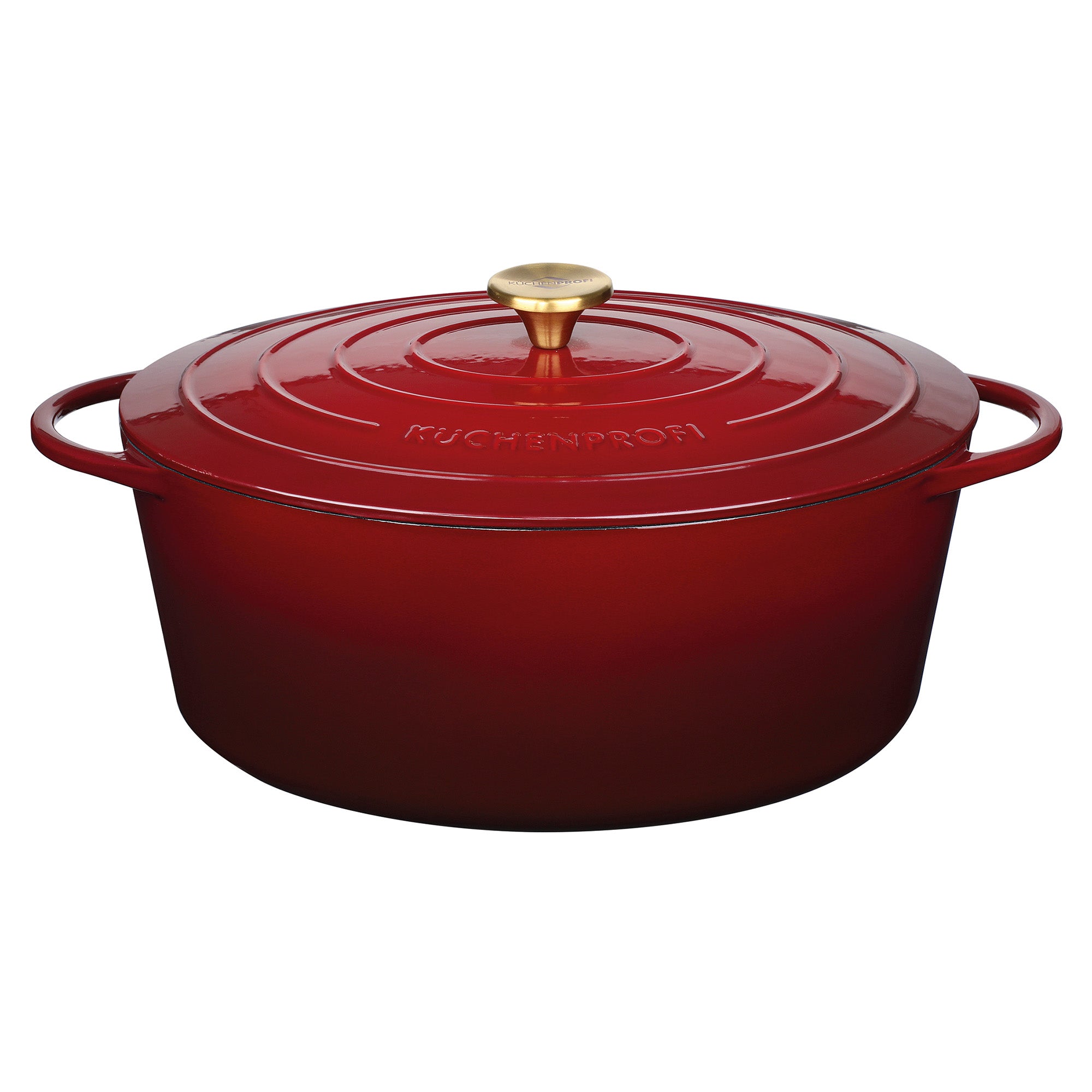 Oala ovala din fonta, cu capac, bordo, 35 cm, Provence - KUCHENPROFI