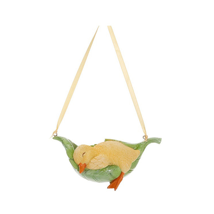 Ornament rata/pui/iepure dormind pe frunza, 12 cm - COOKSHOP SPECIALS