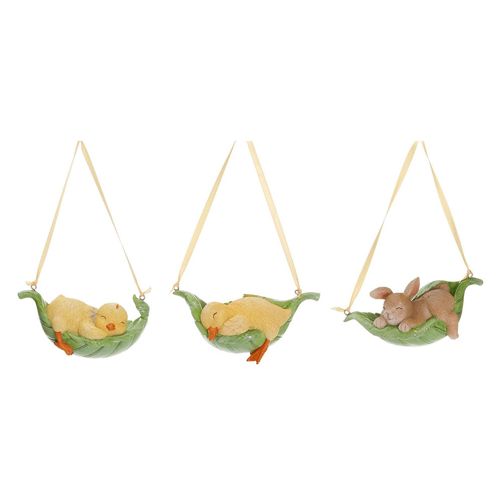 Ornament rata/pui/iepure dormind pe frunza, 12 cm - COOKSHOP SPECIALS