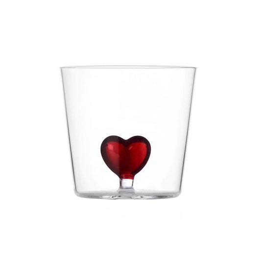 Pahar pentru apa, inima rosie, 8 cm, Cuore - designer Alessandra Baldereschi - ICHENDORF