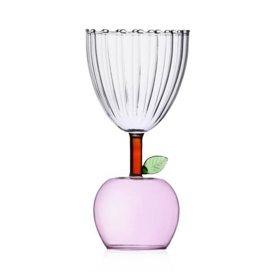 Pahar pentru vin, cu picior mar, Pink, Fruits and Flower - designer Alessandra Baldereschi - ICHENDORF