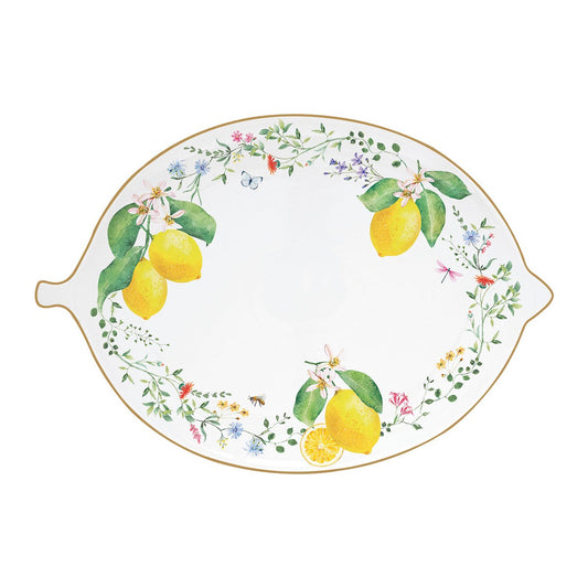 Platou din portelan, 30x21.5 cm, Fleurs Citrons - SIMONA'S COOKSHOP