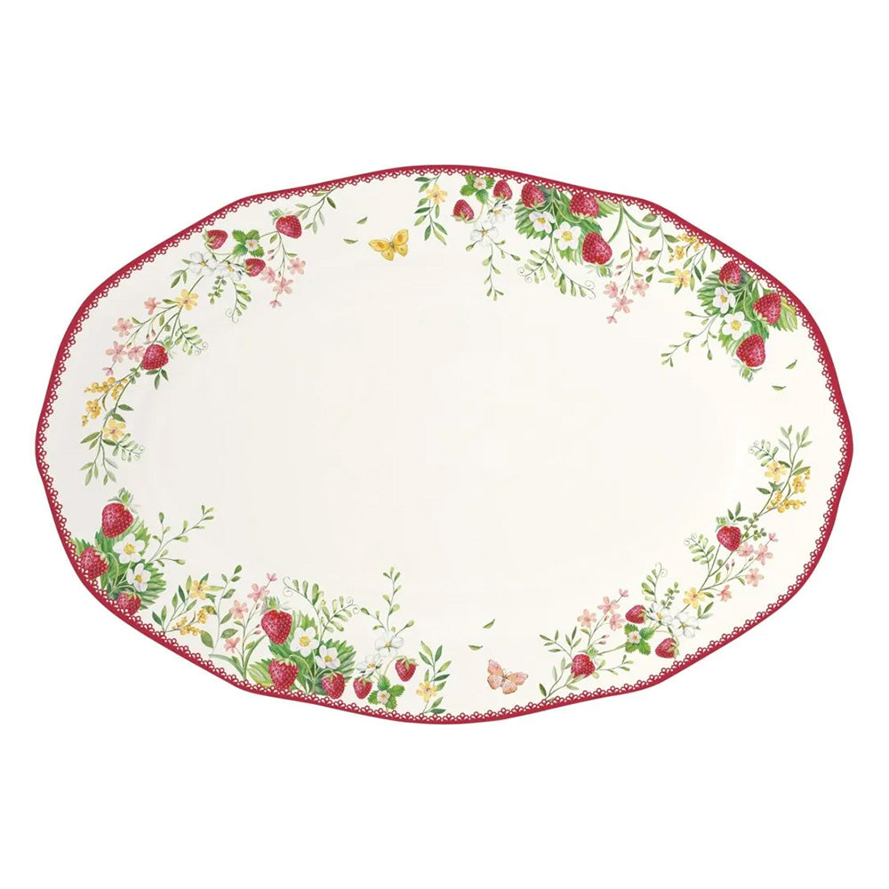 Platou din portelan, 36x25 cm, Strawberry Garden - COOKSHOP SPECIALS