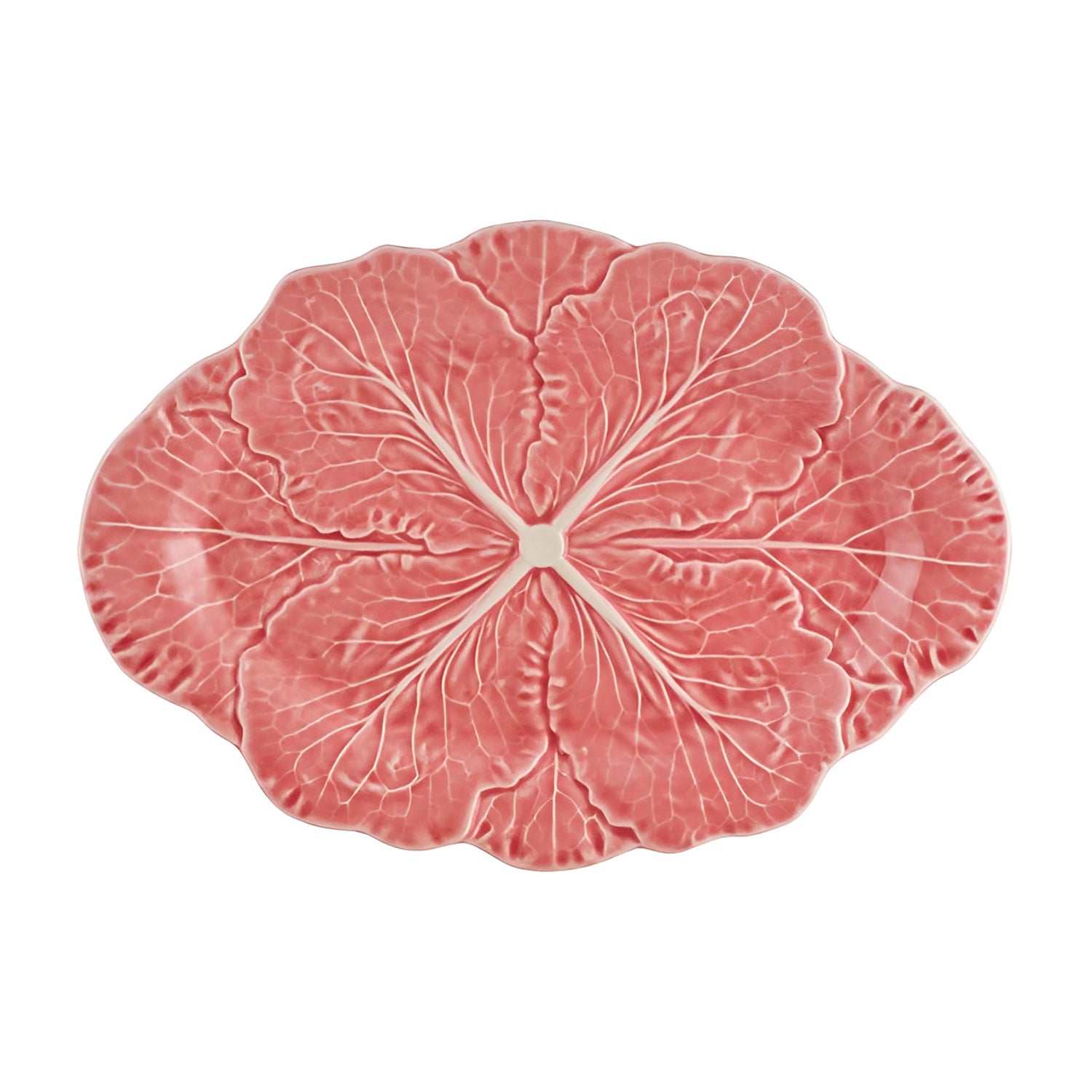 Platou oval, 37.5 cm, roz, Couve - BORDALLO PINHEIRO
