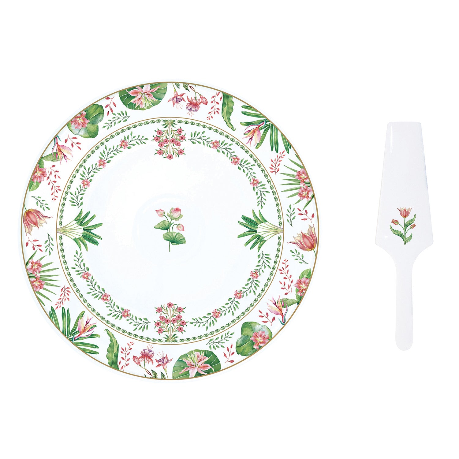 Platou pentru tort cu spatula, 32 cm, Botanic Chic - COOKSHOP SPECIALS
