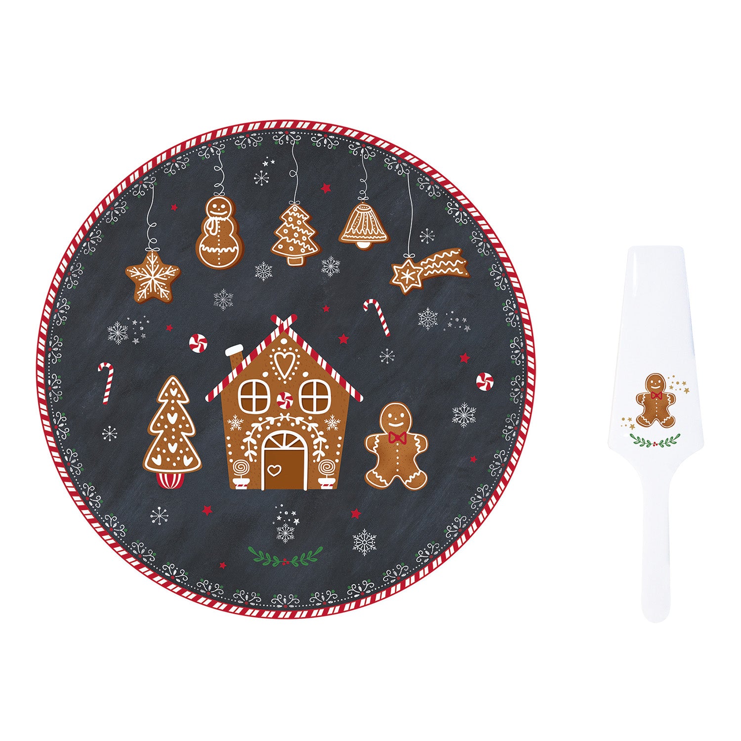 Platou pentru tort cu spatula, 32 cm, Gingerbread - COOKSHOP SPECIALS