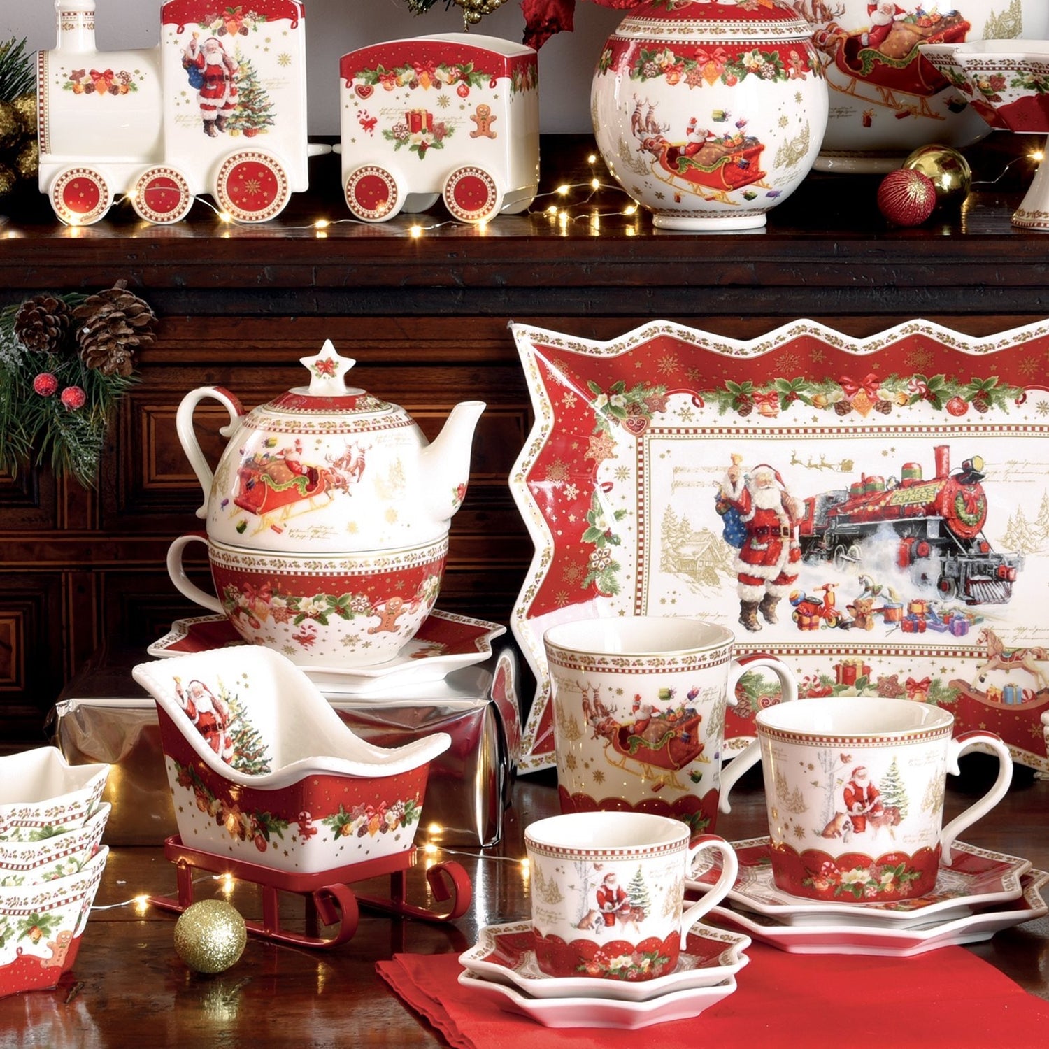 Set 2 cesti pentru cafea si farfurie, 120 ml, Christmas Memories - COOKSHOP SPECIALS