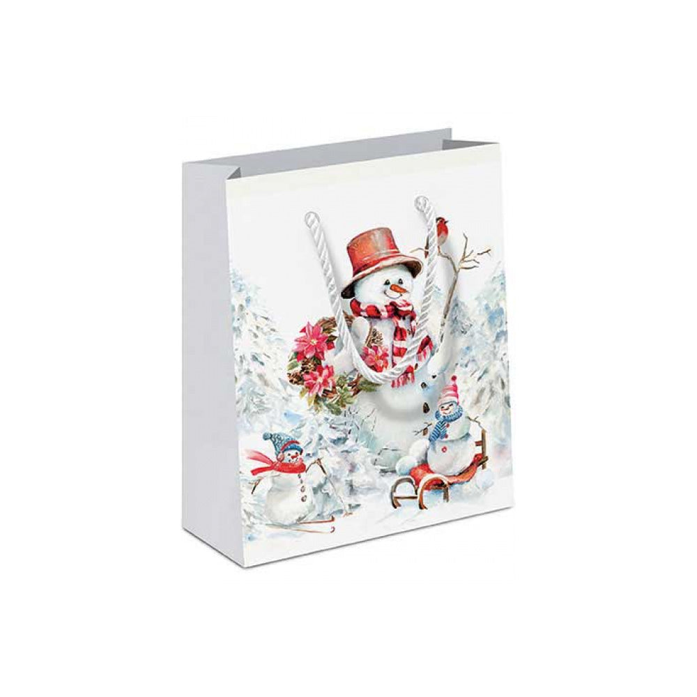 Punga de cadou, 22x17 cm, Sporty Snowmen - AMBIENTE