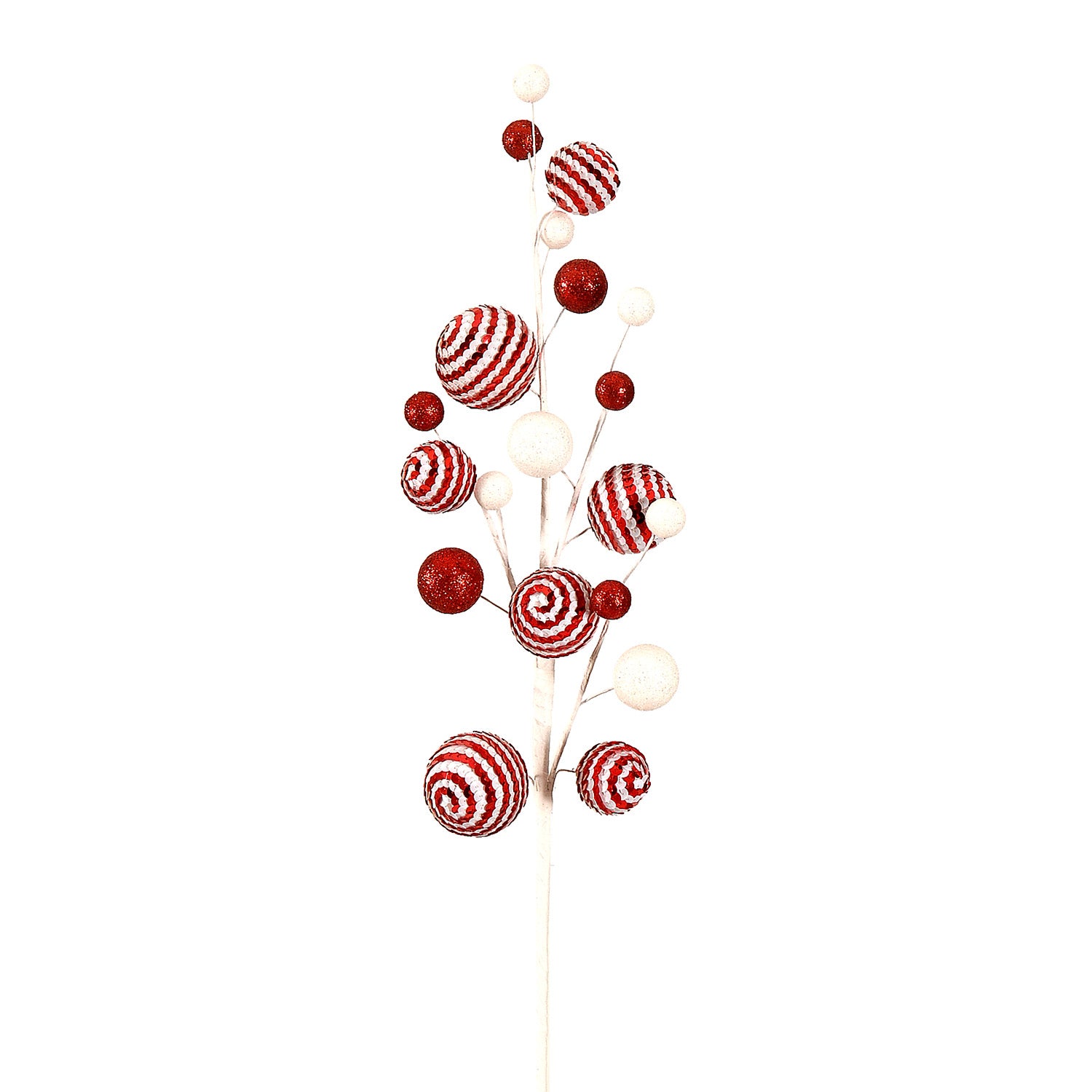 Ramura decorativa cu bile Peppermint, rosu/alb - COOKSHOP SPECIALS