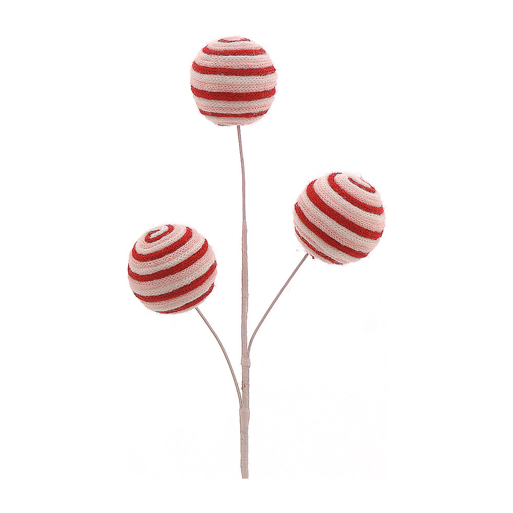 Ramura decorativa Fuzzy Globes, rosu/alb, 61 cm - COOKSHOP SPECIALS