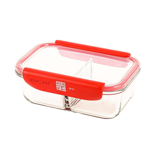 Recipient ermetic din sticla cu capac Stor'eat, 1000 ml, rosu - MASTRAD