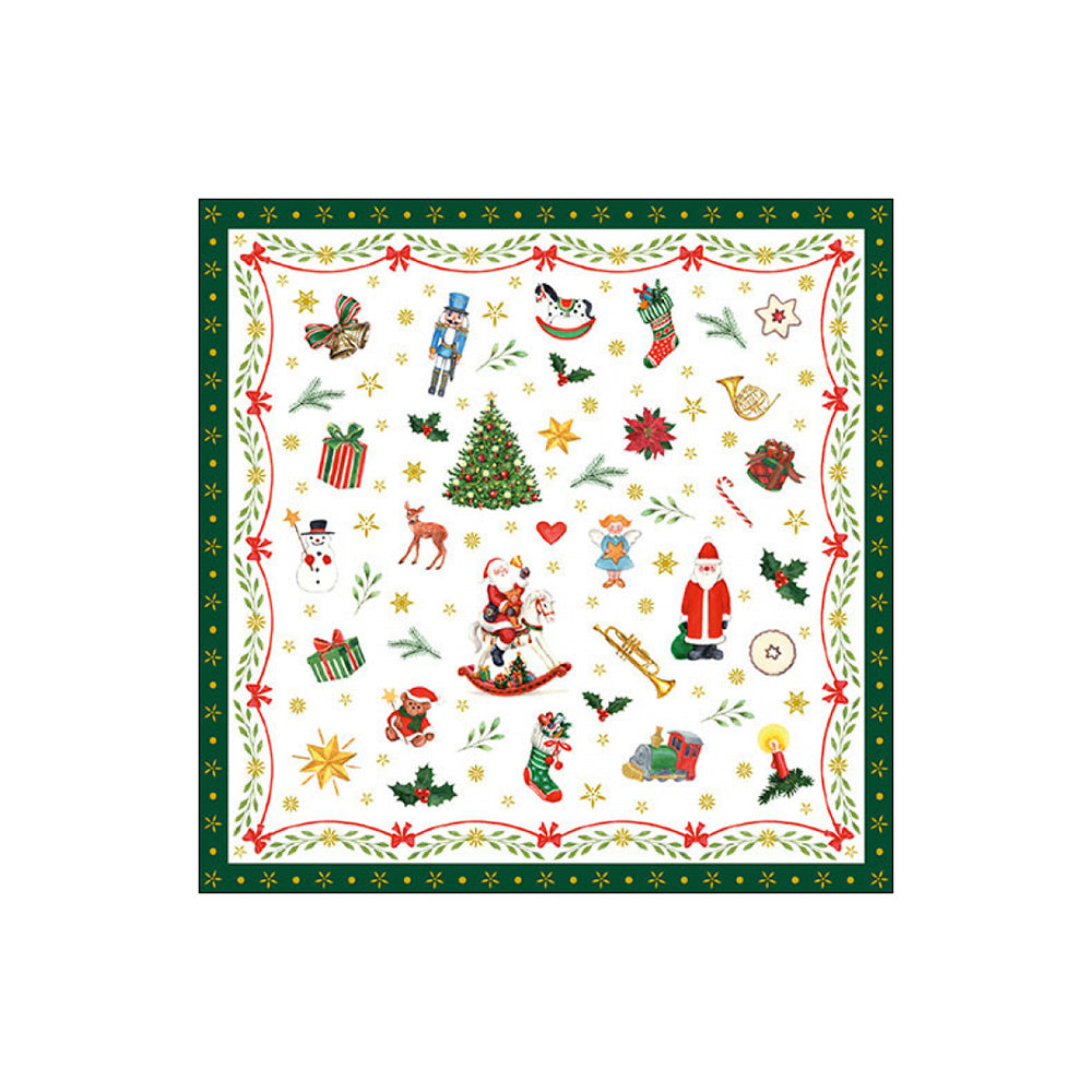 Servetele de masa, 20 buc, 25x25 cm, Christmas Ornaments Green - AMBIENTE
