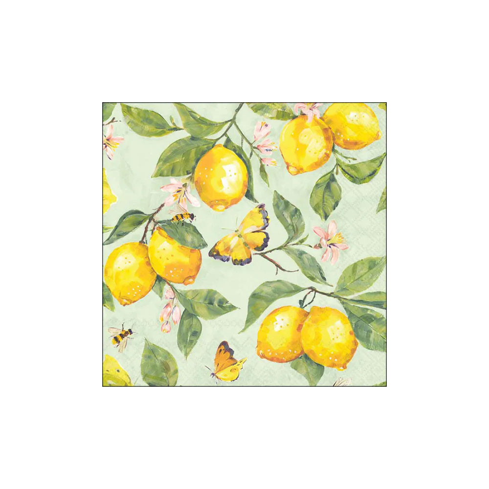 Servetele de masa, 20 buc, 25x25 cm, Fresh Lemons Green - AMBIENTE