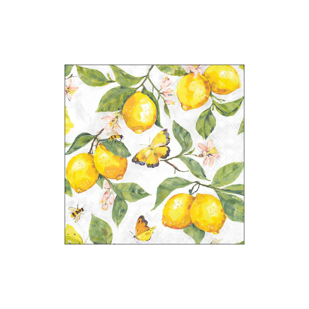 Servetele de masa, 20 buc, 25x25 cm, Fresh Lemons White - AMBIENTE