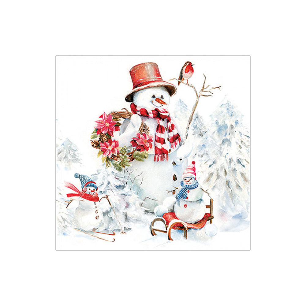 Servetele de masa, 20 buc, 25x25 cm, Sporty Snowmen - AMBIENTE