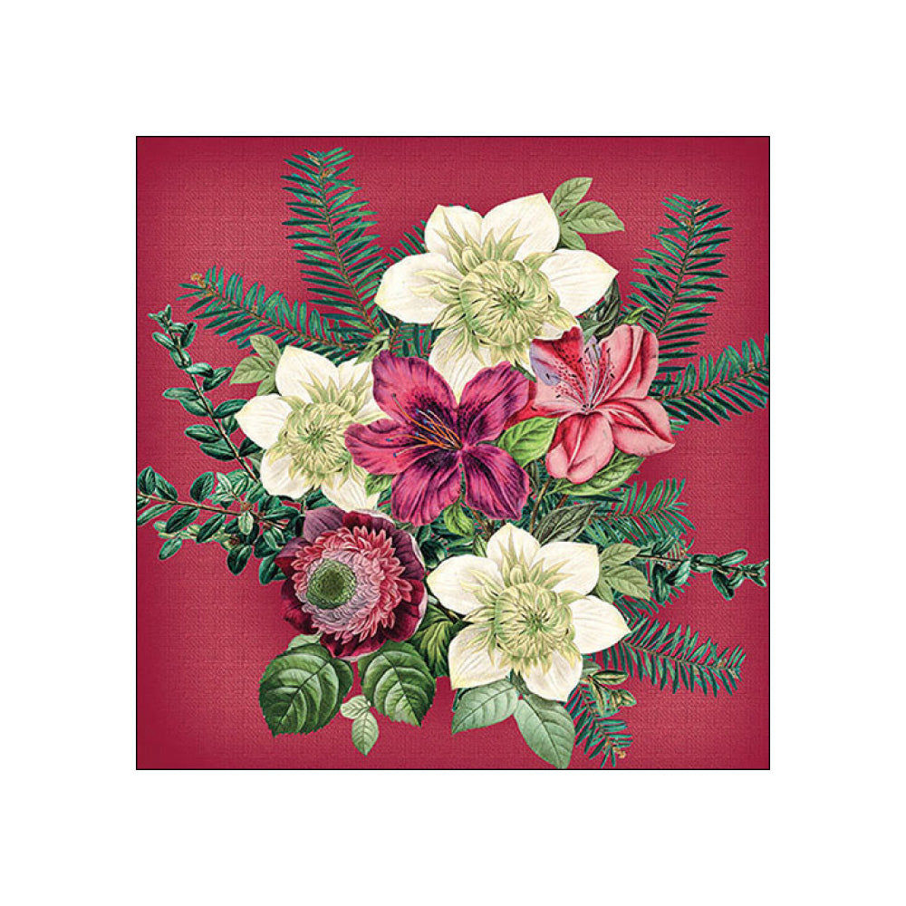 Servetele de masa, 20 buc, 33x33 cm, Azalea and Helleborus Red - AMBIENTE